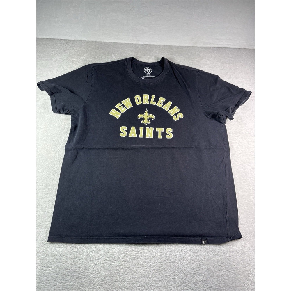 VINTAGE New Orleans Saints 47 Brand Black Short Sleeve Cotton T-Shirt Men's XL